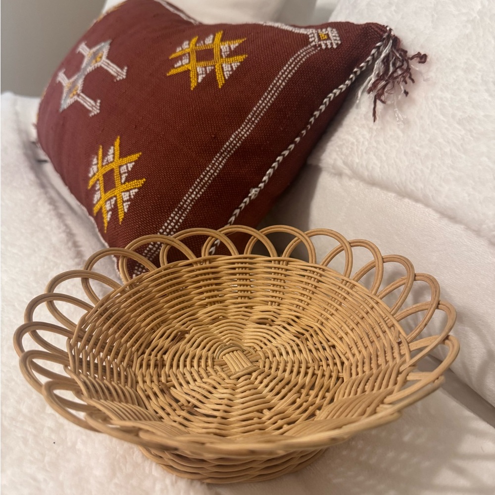 Urban Outfitters Woven Rattan Bowl in Natural Tan